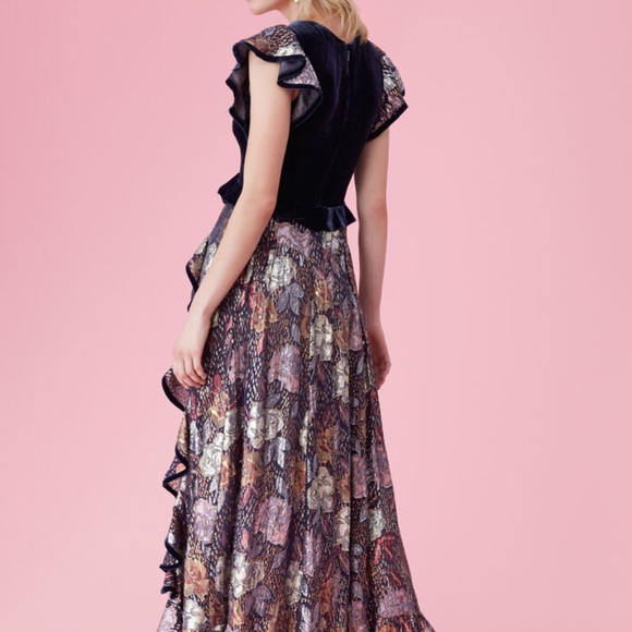Rebecca Taylor | Glistening Rose Velvet Ruffle Dress | SOLD OUT - Picture 4 of 16
